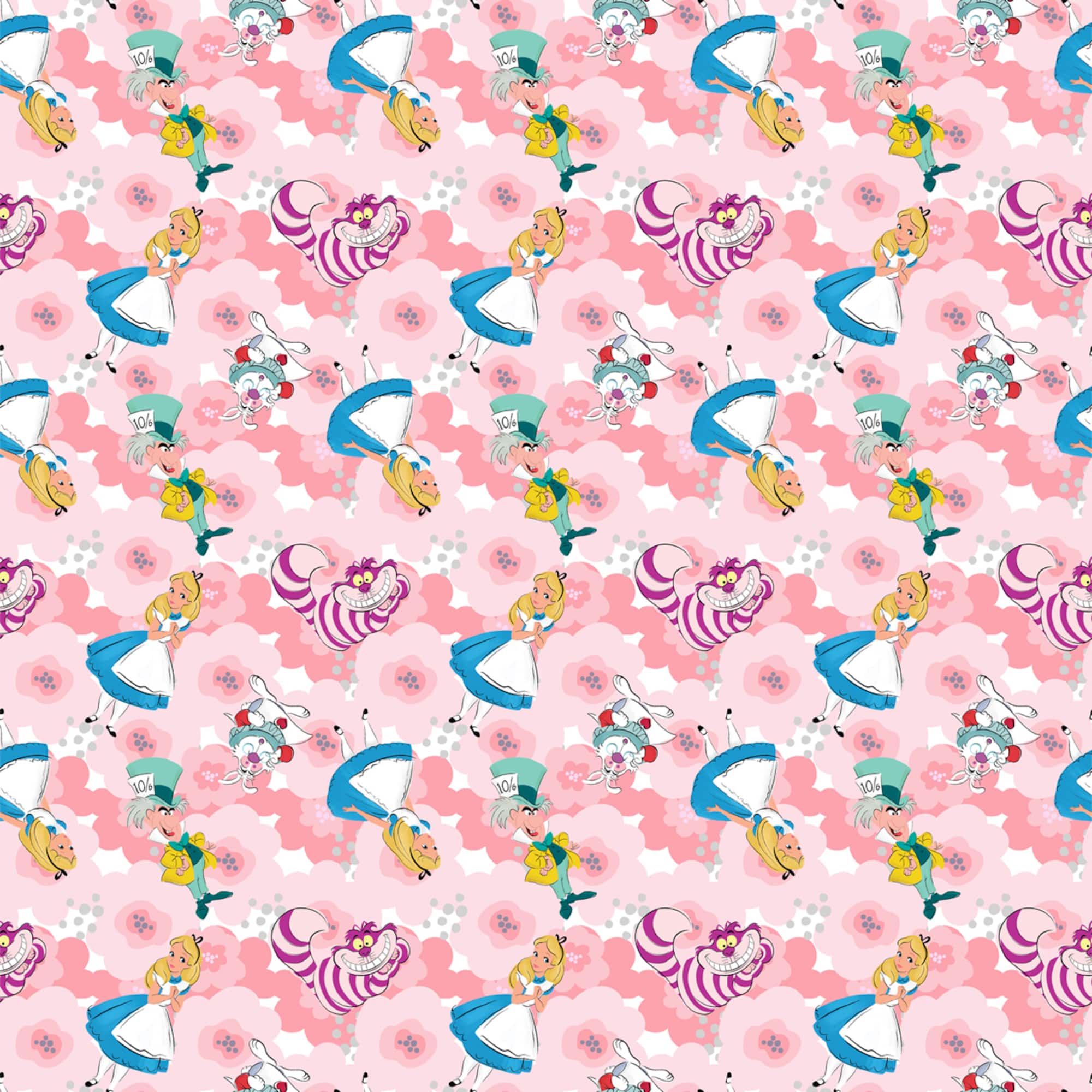 Disney® Alice in Wonderland Pink Floral Toss Cotton Fabric